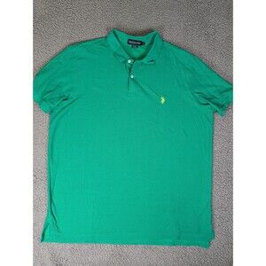 US Polo Assn Performance Pique Mens Polo Shirt Green Size XXL Athleisure Golf